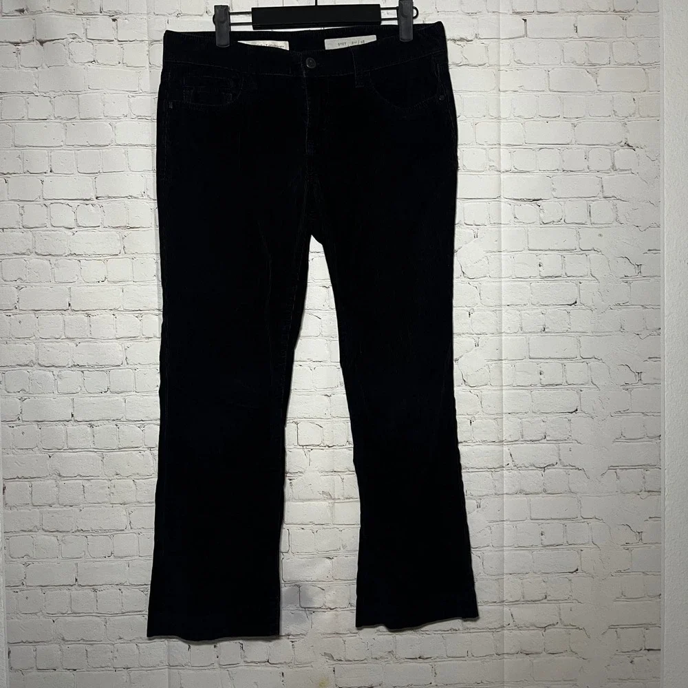 Pilcro Anthropologie Black Corduroy Kick Flare‎ Cropped Pants Size 28